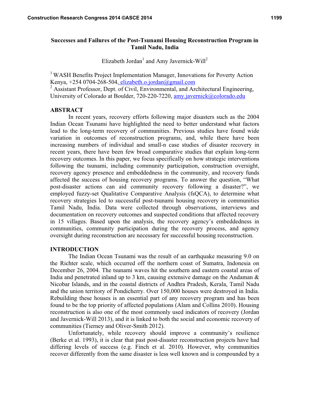 Successes and Failures of the Post-Tsunami Housing Reconstruction Program in Tamil Nadu, India