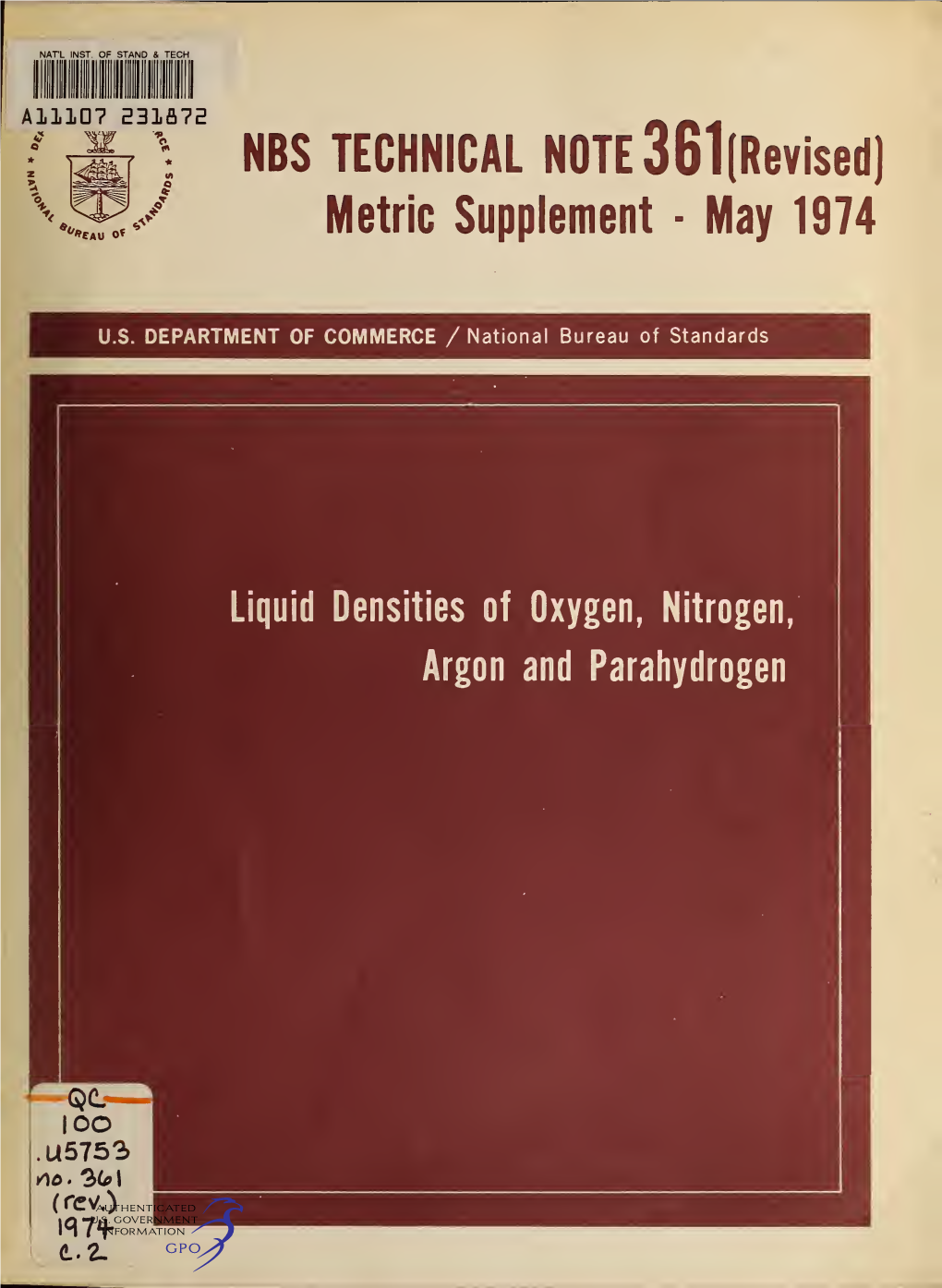 Liquid Densities of Oxygen, Nitrogen, Argon and Parahydrogen 6