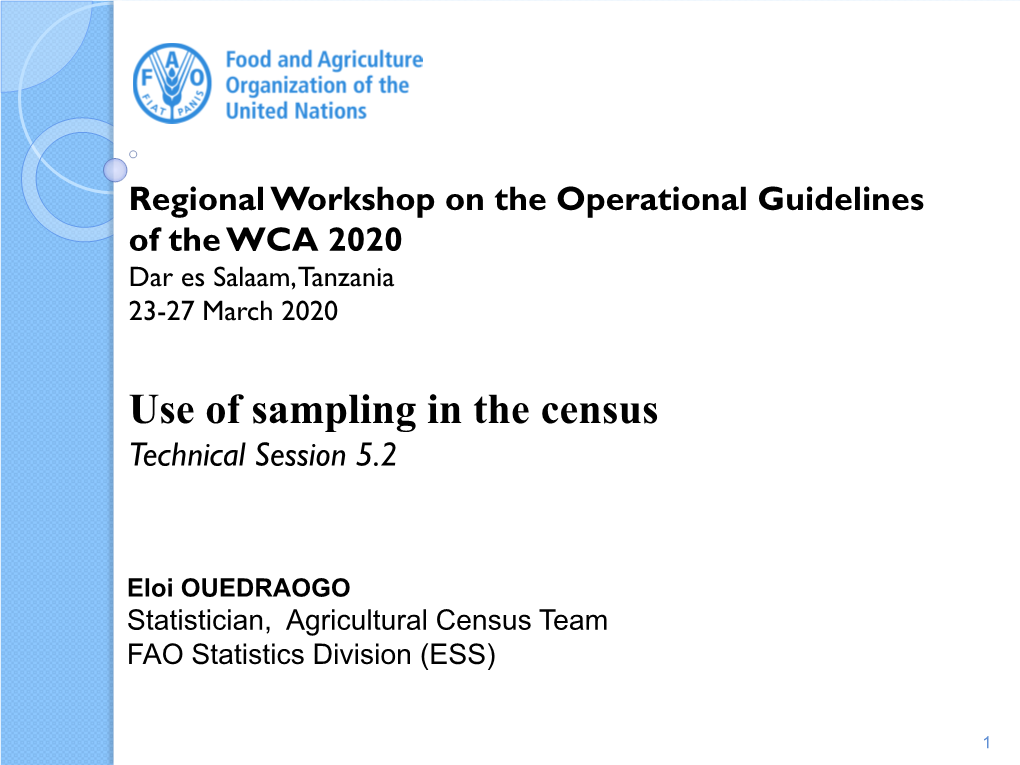 Use of Sampling in the Census Technical Session 5.2