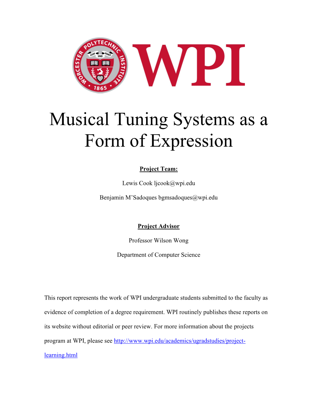 Musical Tuning Systems As a Form of Expression