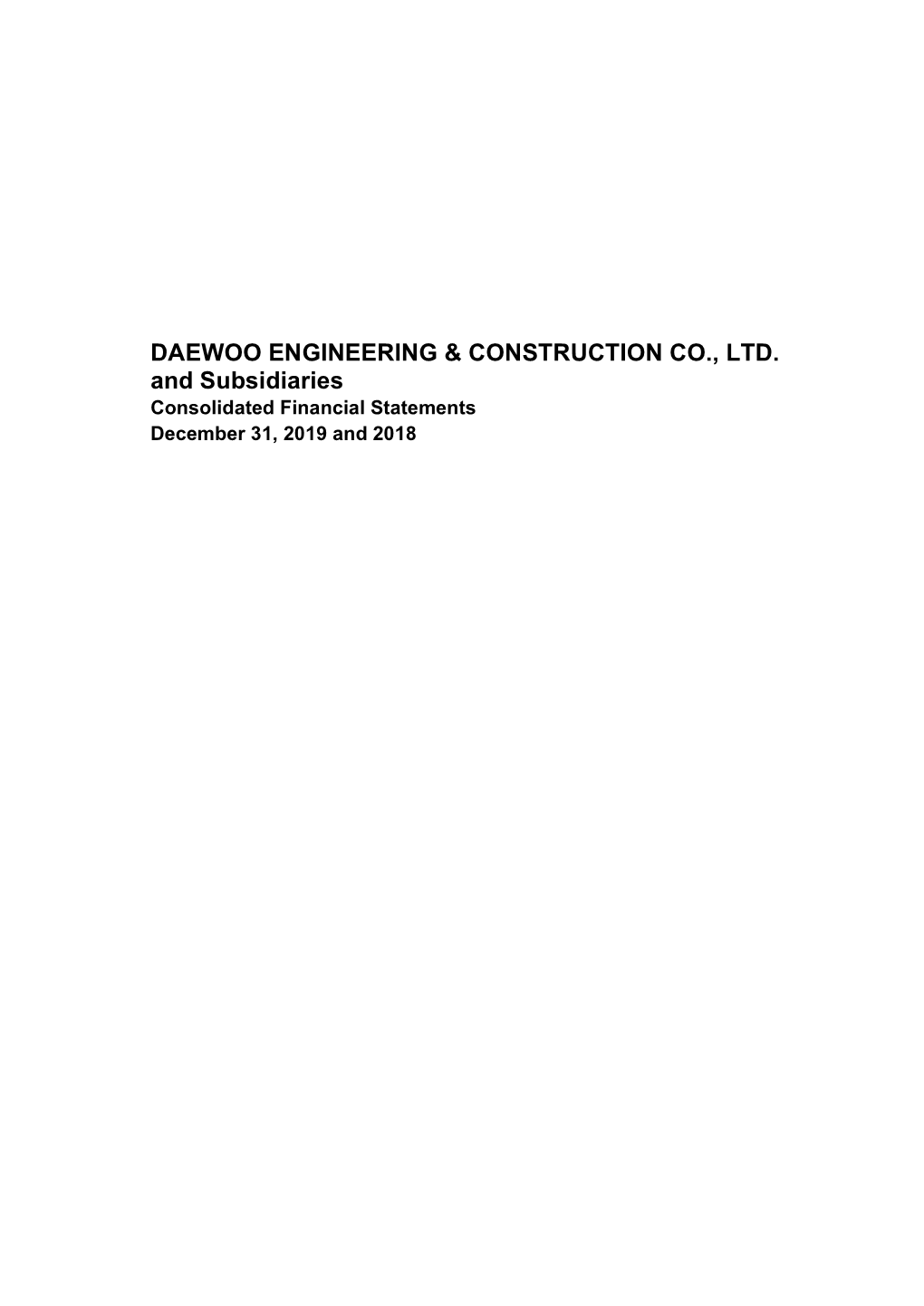 DAEWOO ENGINEERING & CONSTRUCTION CO., LTD. And