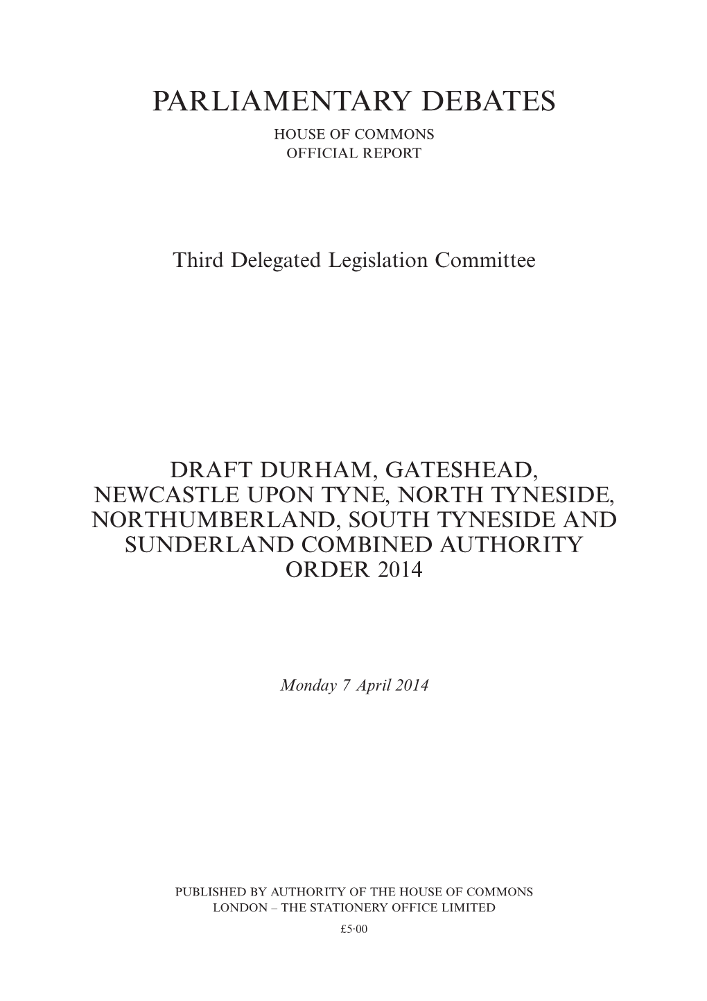 Parliamentary Debates House of Commons Official Report