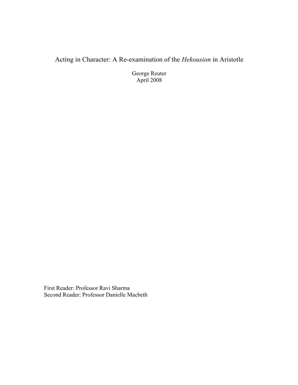 A Re-Examination of the Hekousion in Aristotle