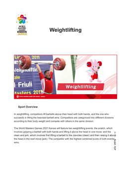 Weightlifting | World Masters Games 2021 Kansai