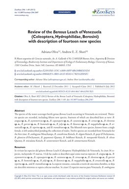 Coleoptera, Hydrophilidae, Berosini)