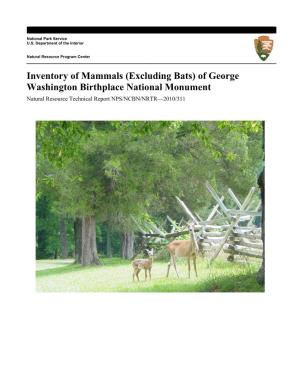 Of George Washington Birthplace National Monument Natural Resource Technical Report NPS/NCBN/NRTR—2010/311