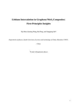 Lithium Intercalation in Graphene/Mos2 Composites: First-Principles Insights