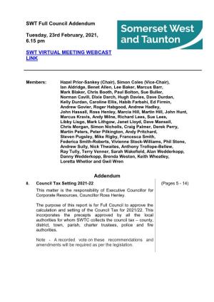 Council Tax Setting 2021-22 Addendum PDF 939 KB