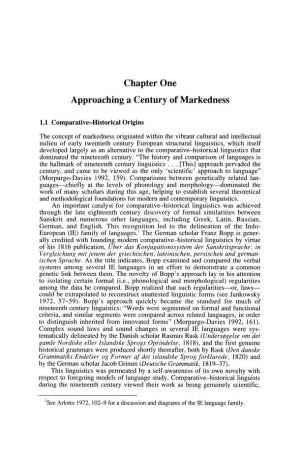 Chapter One Approaching a Century of Markedness