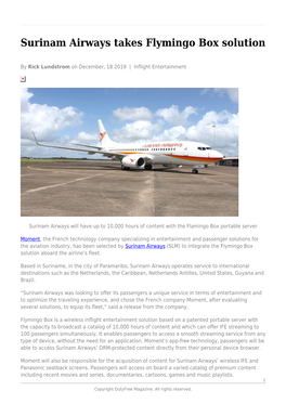 Surinam Airways Takes Flymingo Box Solution