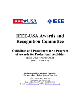 IEEE-USA Awards Manual