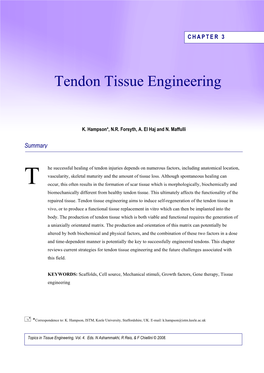 Tendon Tissue Engineering