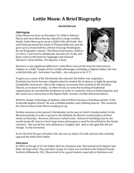 Lottie Moon: a Brief Biography