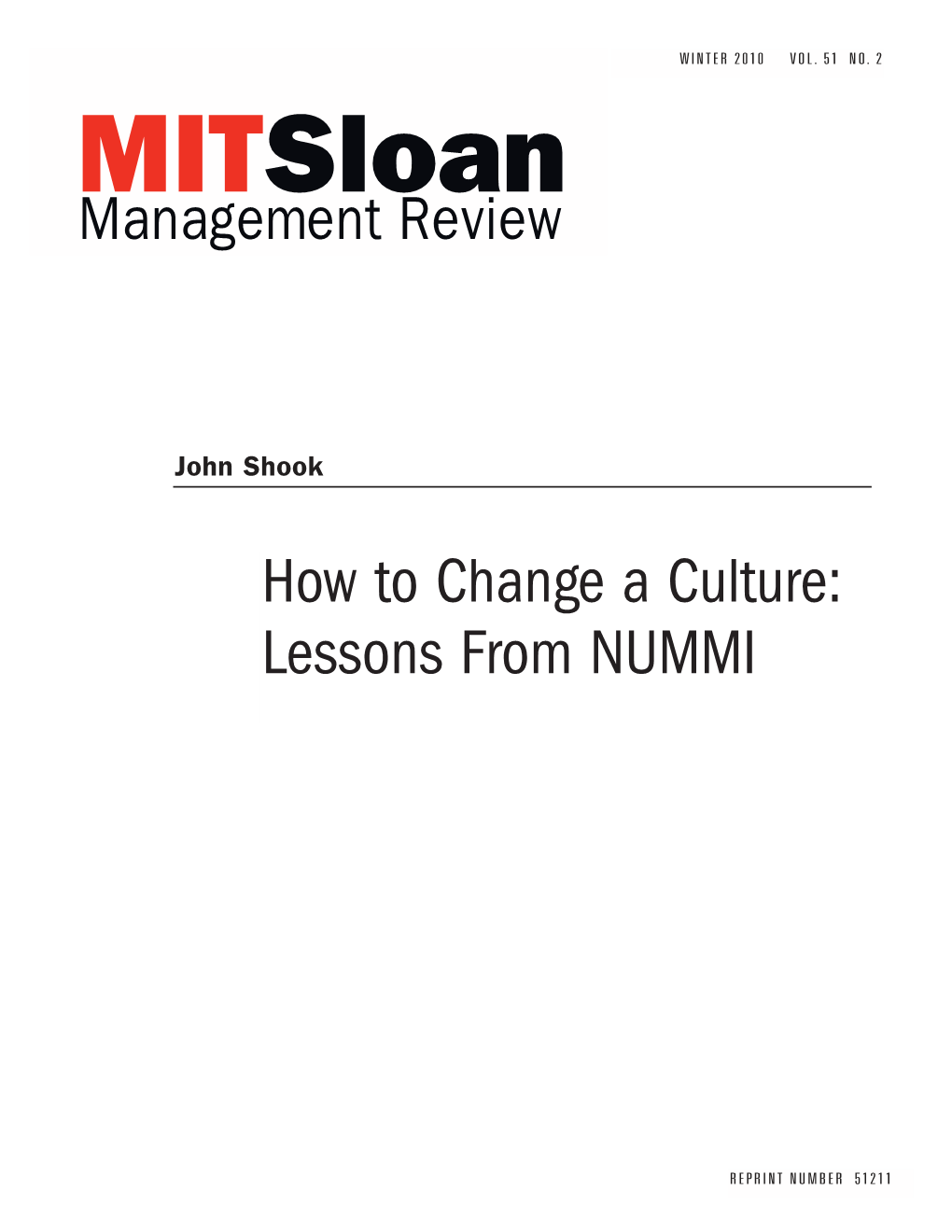 How to Change a Culture: Lessons from NUMMI