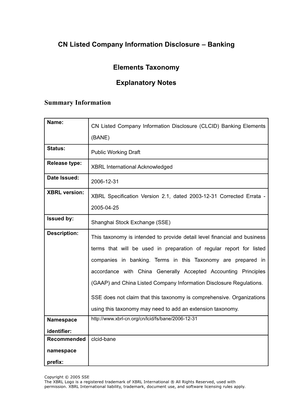 CN Listed Company Information Disclosure Banking Elements Taxonomy