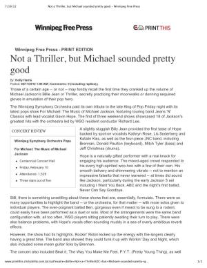 Not a Thriller, but Michael Sounded Pretty Good ‑ Winnipeg Free Press