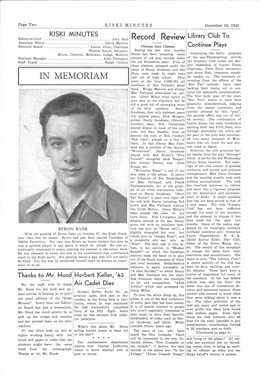 IN MEMORIAM Just out of High School