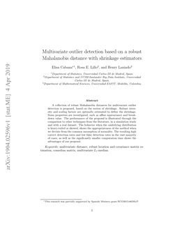 Multivariate Outlier Detection Based on a Robust Mahalanobis Distance with Shrinkage Estimators