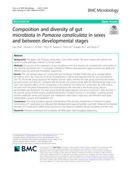 Composition and Diversity of Gut Microbiota in Pomacea Canaliculata in Sexes and Between Developmental Stages
