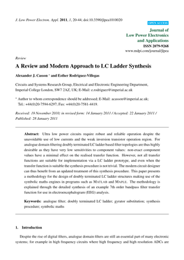 A Review and Modern Approach to LC Ladder Synthesis