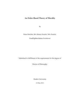 An Order-Based Theory of Morality