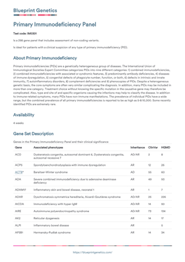 Blueprint Genetics Primary Immunodeficiency Panel