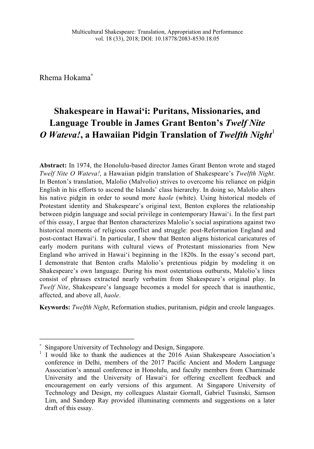 Puritans, Missionaries, and Language Trouble in James Grant Benton's