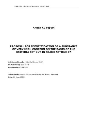 Annex XV Report PROPOSAL for IDENTIFICATION of A