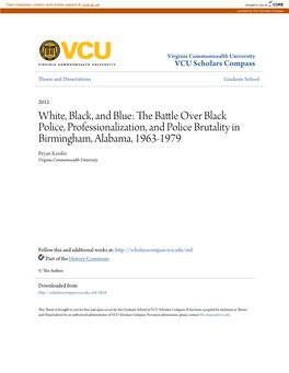 The Battle Over Black Police, Professionalization, and Police Brutality in Birmingham, Alabama, 1963-1979