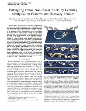 Untangling Dense Non-Planar Knots by Learning Manipulation Features and Recovery Policies
