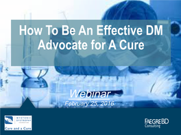 How to Be an Effective DM Advocate for a Cure