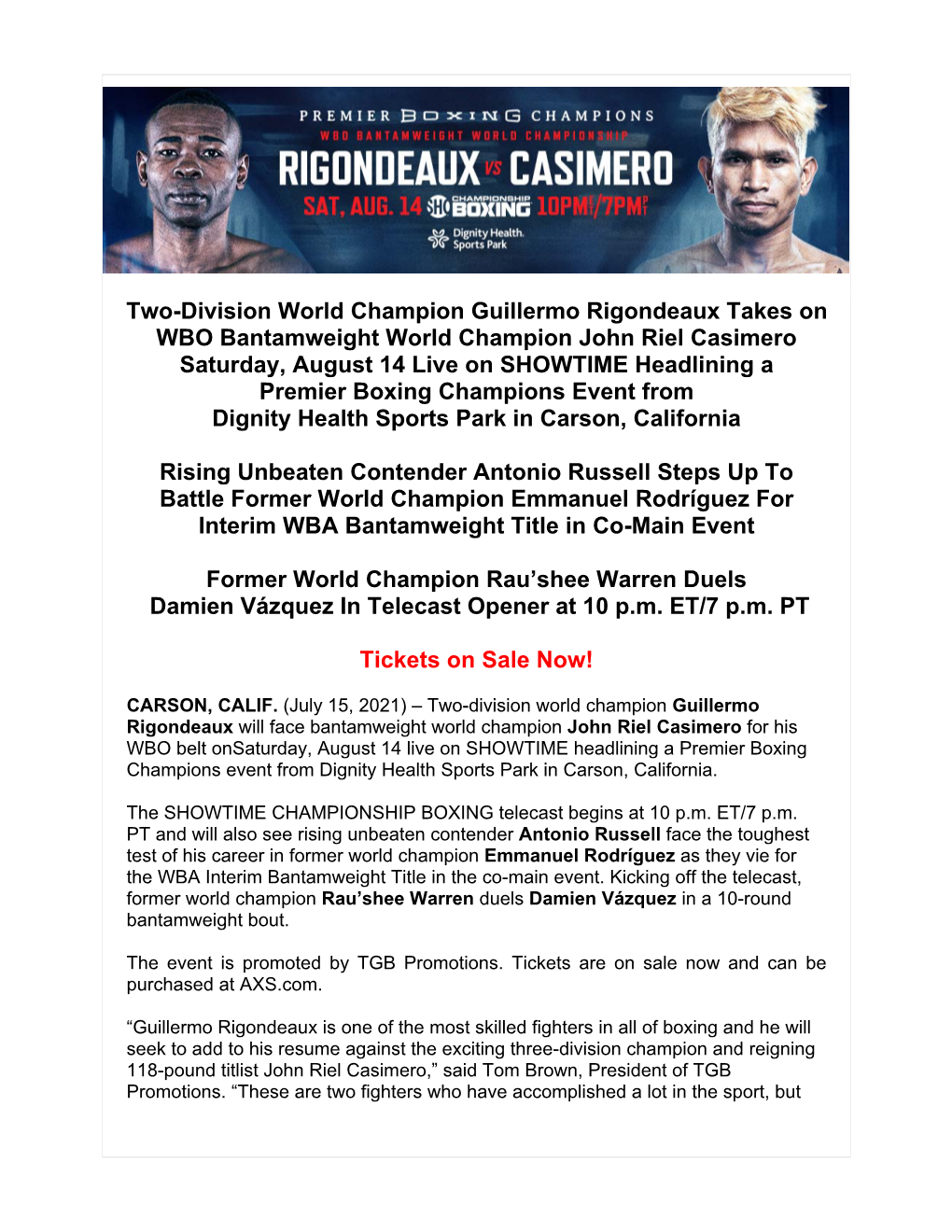 Two-Division World Champion Guillermo Rigondeaux Takes On