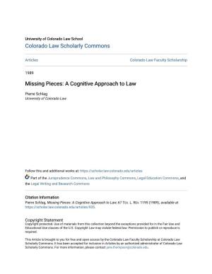 Missing Pieces: a Cognitive Approach to Law