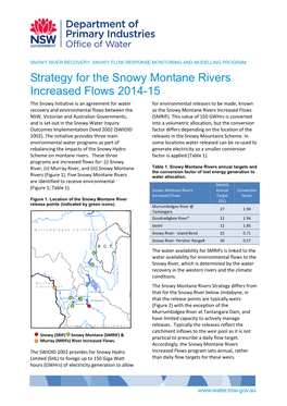 Strategy for the Snowy Montane Rivers Increased Flows 2014-15