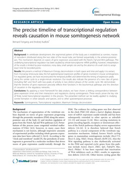 The Precise Timeline of Transcriptional Regulation Reveals Causation in Mouse Somitogenesis Network Bernard Fongang and Andrzej Kudlicki*