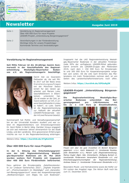 Newsletter Ausgabe Juni 2019