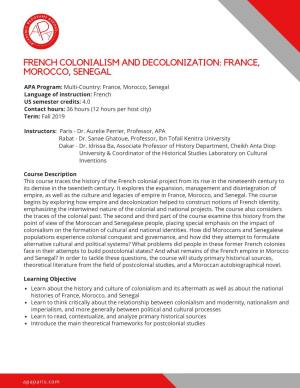 French Colonialism and Decolonization: France, Morocco, Senegal