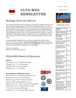 Clta-Wpa Newsletter