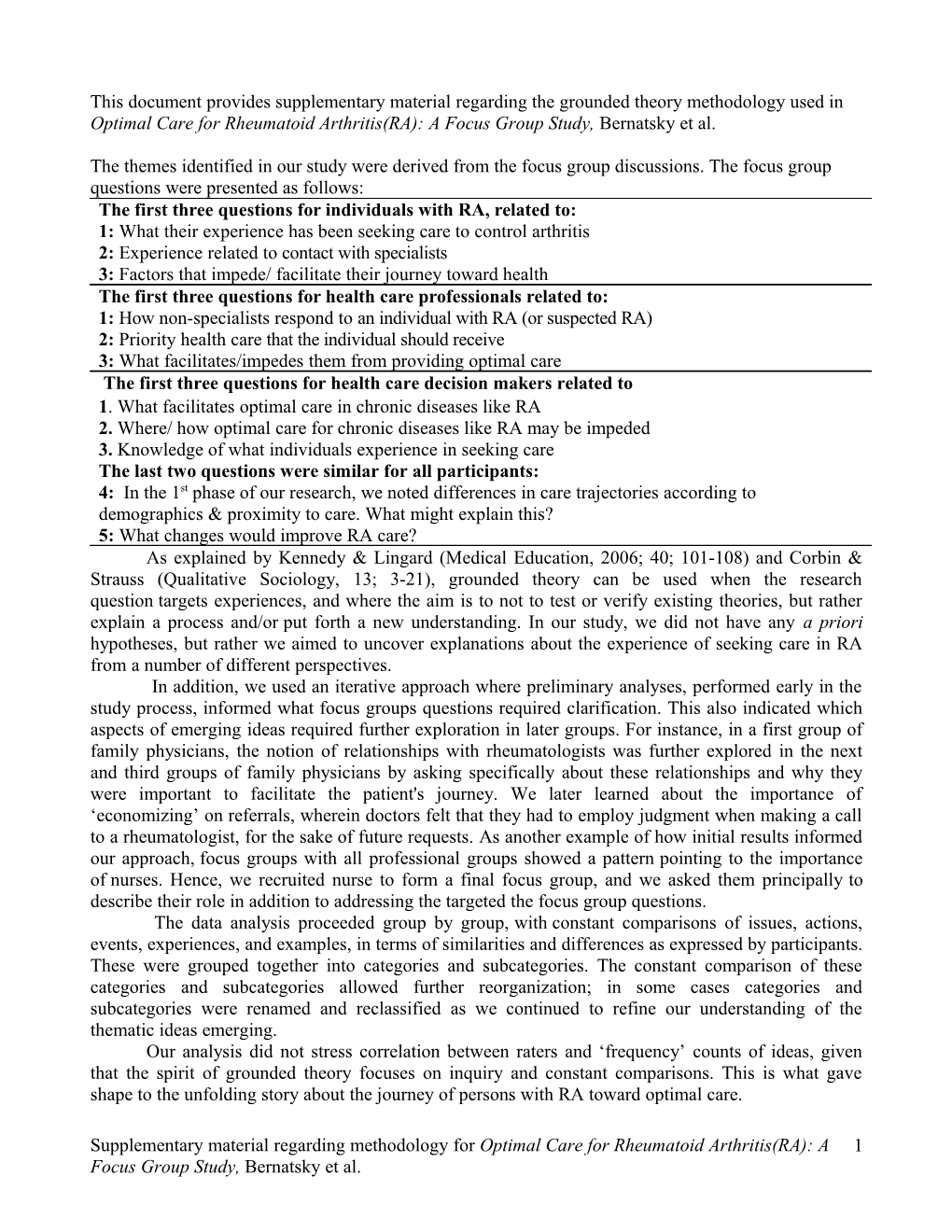 This Document Provides Supplemental Material Regarding the Grounded Theory Methodology