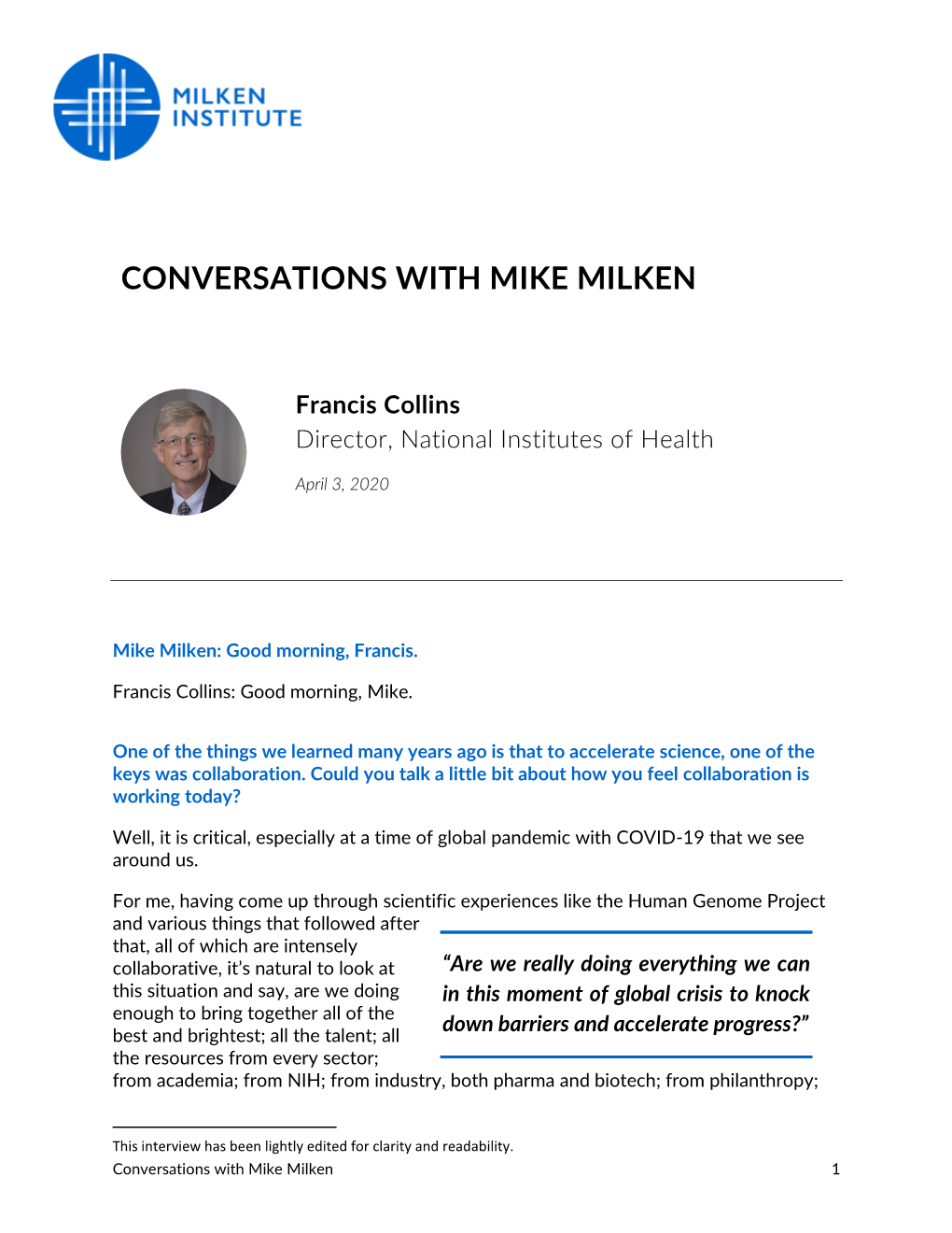 Conversations with Mike Milken