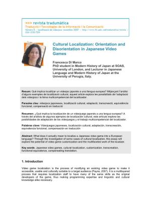 Cultural Localization: Orientation and Disorientation in Japanese Video Games
