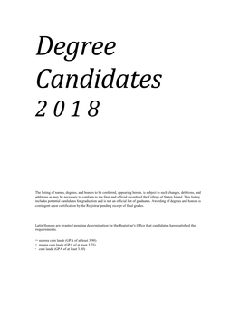 Degree Candidates 2018