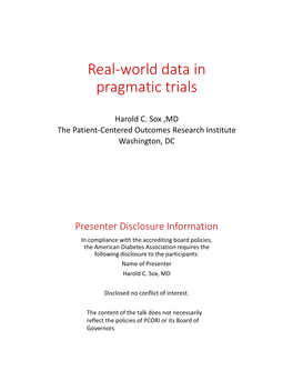 Real-World Data in Pragmatic Trials