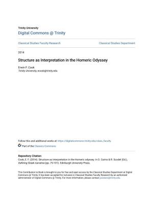 Structure As Interpretation in the Homeric Odyssey