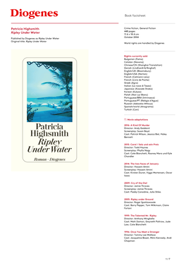 Book Factsheet Patricia Highsmith Ripley Under Water