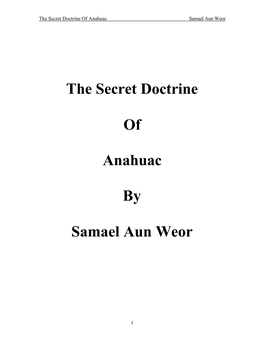 The Secret Doctrine of Anahuac by Samael Aun Weor