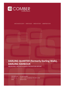 DARLING QUARTER (Formerly Darling Walk), DARLING HARBOUR ABORIGINAL ARCHAEOLOGICAL EXCAVATION REPORT