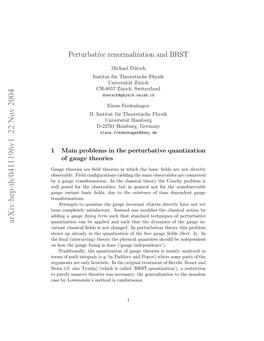 Perturbative Renormalization and BRST