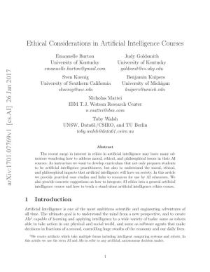 Ethical Considerations in Artificial Intelligence Courses