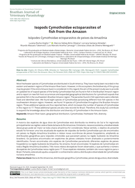 Isopods Cymothoidae Ectoparasites of Fish from the Amazon